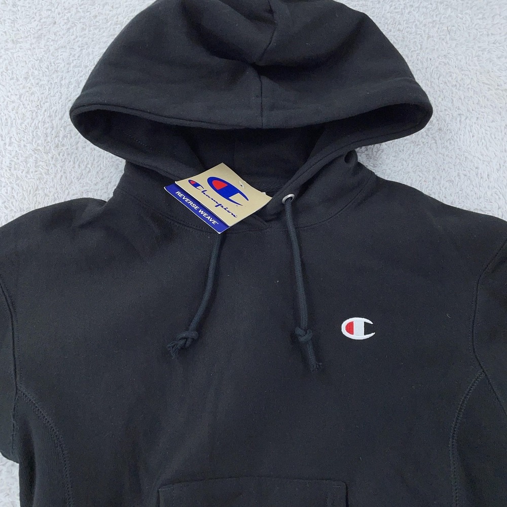 Champion Reverse Weave Hoodie Women's XS Black Pullover Embroidered Logo GF857‎